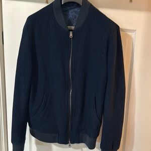 Etro Navy Textured Bomber Jacket